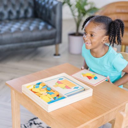 Melissa & Doug Pattern Blocks and Boards - Wooden Classic Toy With 120 Solid Wood Shapes and 5 Double-Sided Panels